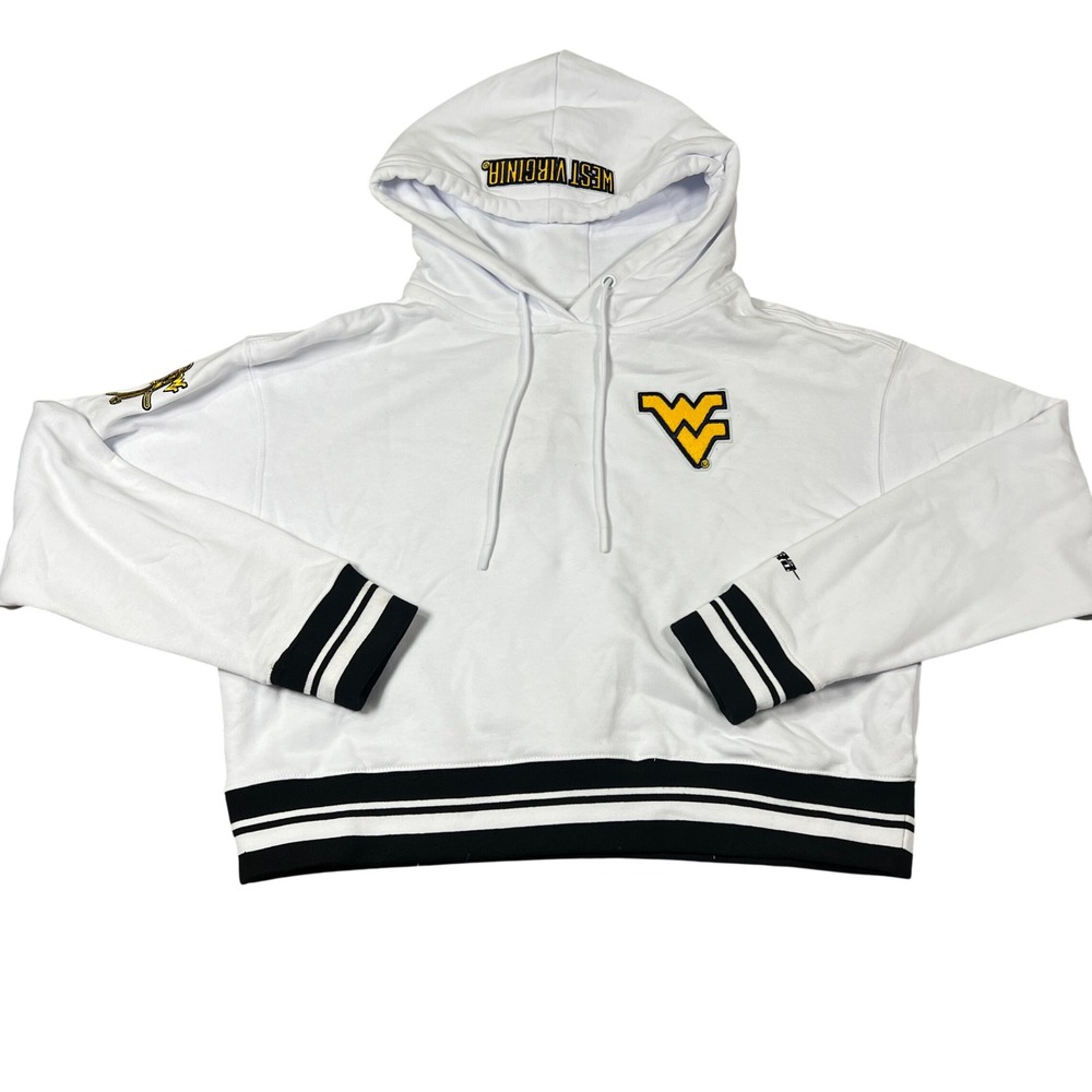 Pro Standard West Virginia Mountaineers Cropped Hoodie White Womens Medium NWT‎